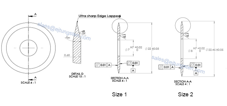 The drawing of The Circular Razor Cutters for weft cut on loom machines