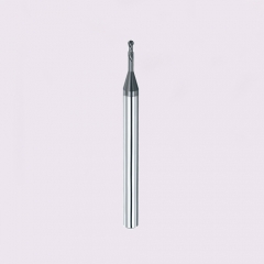 Miniature ball nose end mill with neck