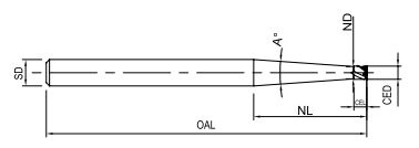 taper neck carbide ball nose end mill