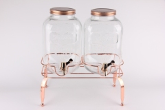 glass dispenser jar with tap with iron stand