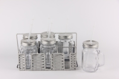 450ML GLASS JAR WITH LID AND STRAW