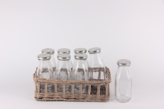 250ML GLASS MILK BOTTLE WITH LIDS AND STRAW