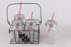 4pcs glass mason jar with stand