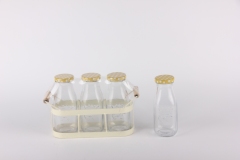 glass bottles with iron stand with shrink