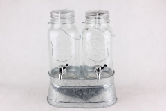 2 pcs glass dispenser  jar with aluminum stand