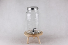 glass dispenser jar with tap with wooden stand