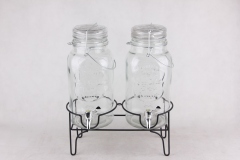 glass dispenser jar with tap with iron stand