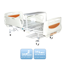 Movable Double-Function Manual Hospital Bed With ABS Bed Head