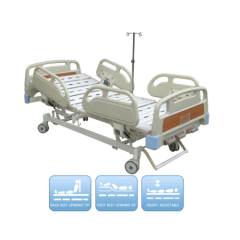 Three Function Manual Luxurious Hospital Bed With ABS Head And Foot Board