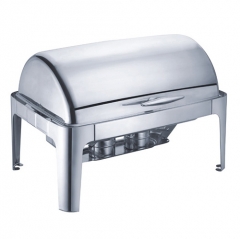 8 Qt. Rectangular Mirror Finish Stainless Steel Roll Top Chafer(Top)