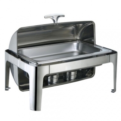 8 Qt. Rectangular Mirror Finish Stainless Steel Roll Top Chafer(Top)
