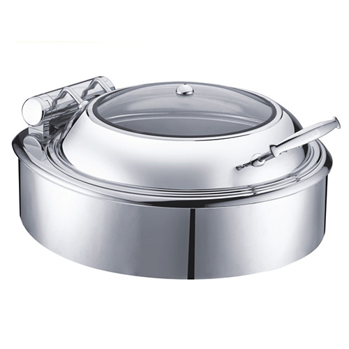 6.5 Qt. Stainless Steel Round Induction Chafer with Glass Top