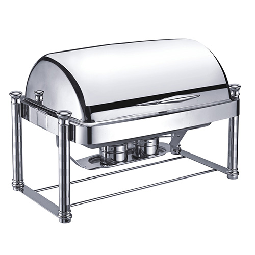 8 Qt. Rectangular Mirror Finish Stainless Steel Roll Top Chafer(New)