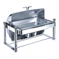 8 Qt. Rectangular Mirror Finish Stainless Steel Roll Top Chafer(New)