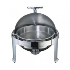 6.5 Qt. Round Mirror Finish Stackable Stainless Steel Roll Top Chafer