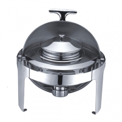 Round Mirror Finish Stainless Steel Roll Top Soup Chafer