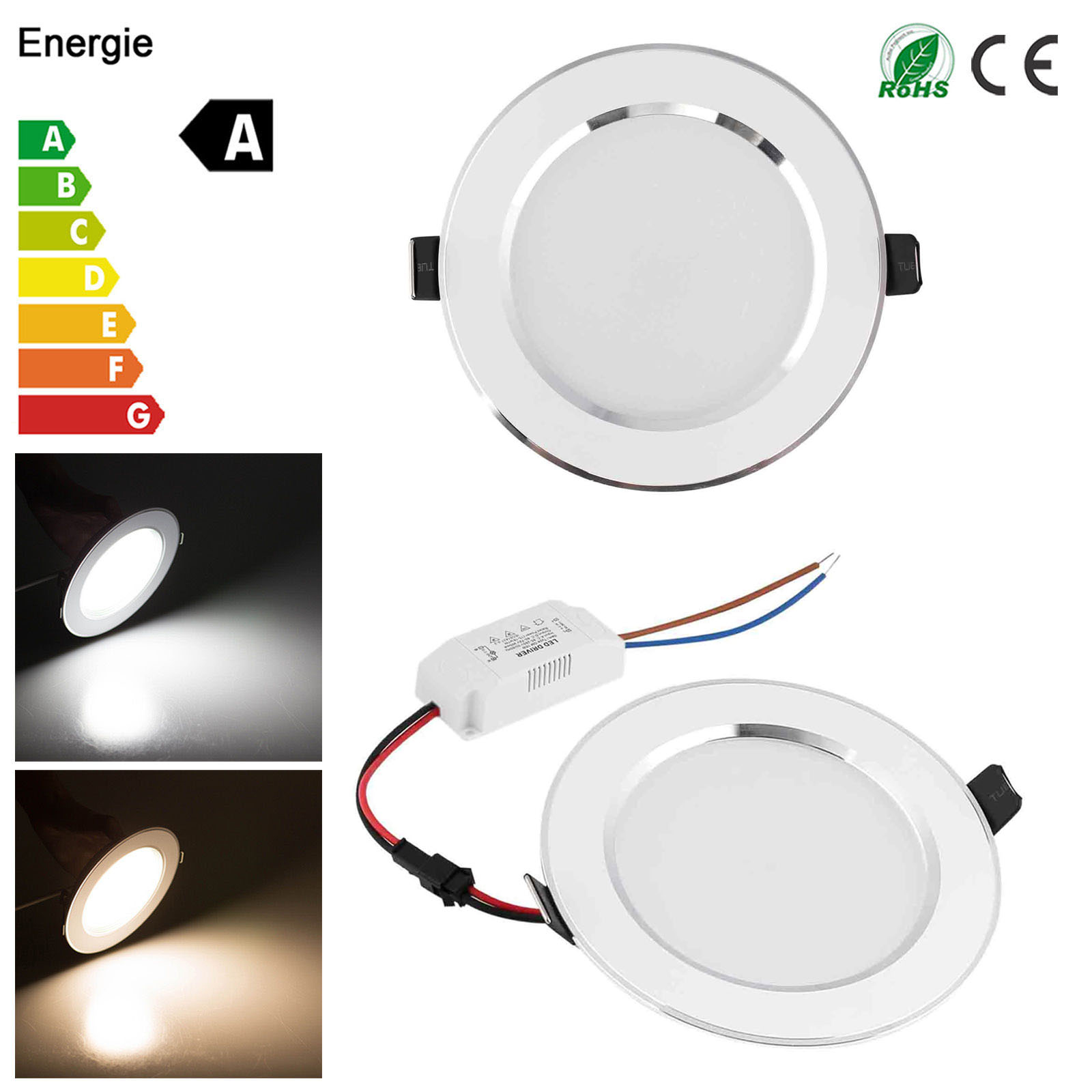 3W-18W Ultra-thin LED Recessed Ceiling Panel Down Light Bulb Office Lamp Fixture 