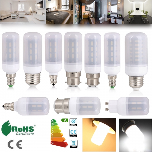 E26 E12 E27 E14 G9 GU10 B22 9W-24W LED Corn Bulb 7030 SMD Light Lamp Milky White