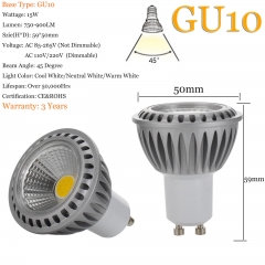 Dimmable LED Bulb Spotlight E27 E26 GU10 MR16 15W COB Lamp 110V 220V 12V Bright