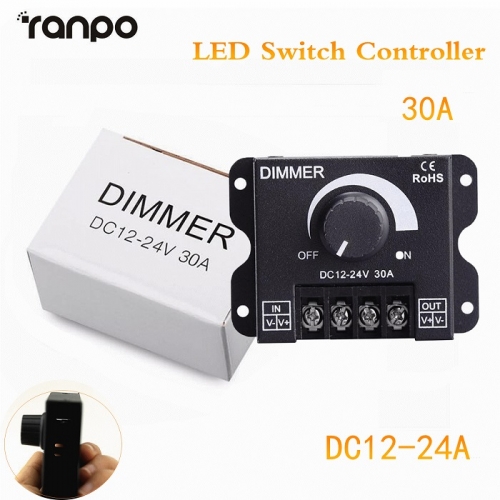 LED Dimmer DC 12V 24V 30A 360W Adjustable Brightness Lamp Bulb Strip Driver Single Color Light Power Supply Controller