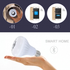 LED Wireless Bluetooth Bulb Light Speaker 12W RGB Smart Music Play Lamp + Remote