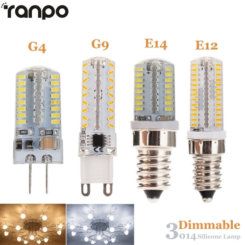 Dimmable G9 G4 E12 E14 LED Silicon Corn Bulb 3014 SMD Lamp 110V 220V
