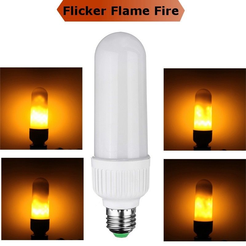 LED Flame Effect Fire Light Corn Bulb Artificial Simulate Lamp Nature Flick Q2F5