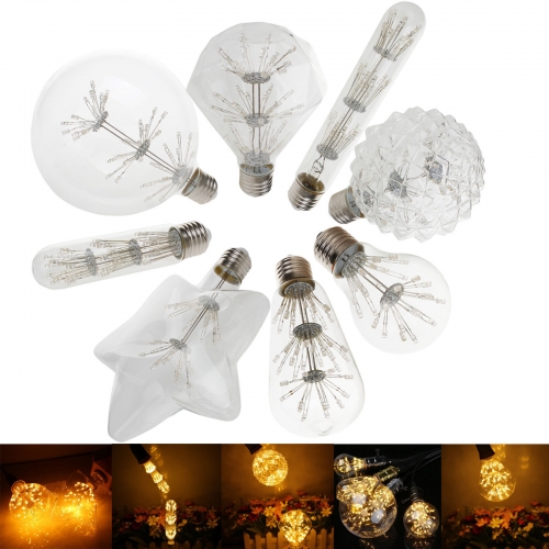 E27 Edison LED Filament Bulb G125 ST64 A60 Star Lights Christmas Decor Lamp 220V