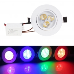 Multi Color Dimmable 3W LED Recessed Ceiling Down Light 25W Equivalent Lamp 220V