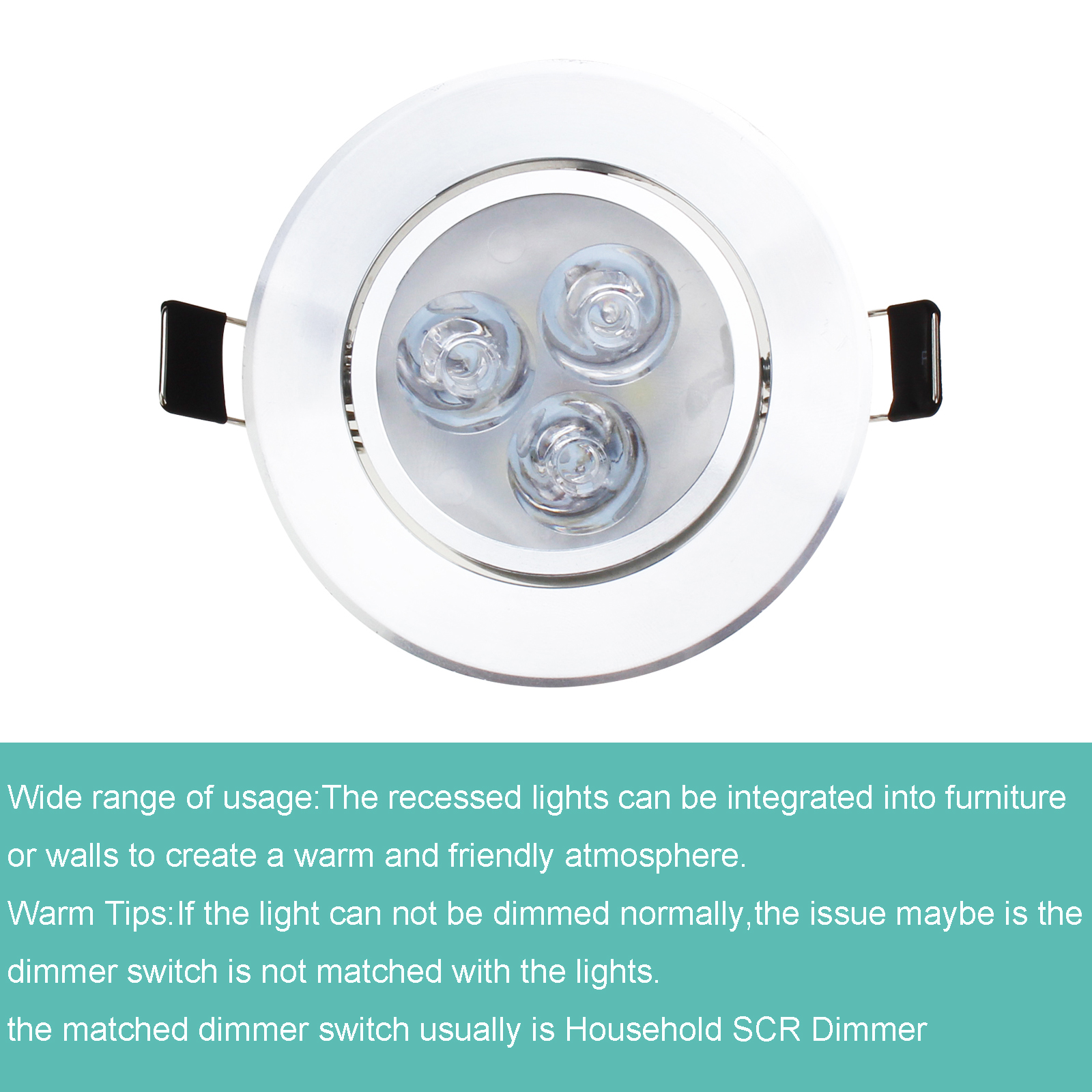 Ranpo 3W LED Recessed Ceiling DownLight Dimmable 30W Incandescent ...