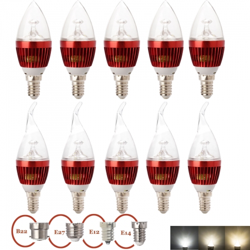 Ranpo E12 E27 Dimmable E14 B22 3W LED Candelabra Bulb Candle Light Chandelier Lamps