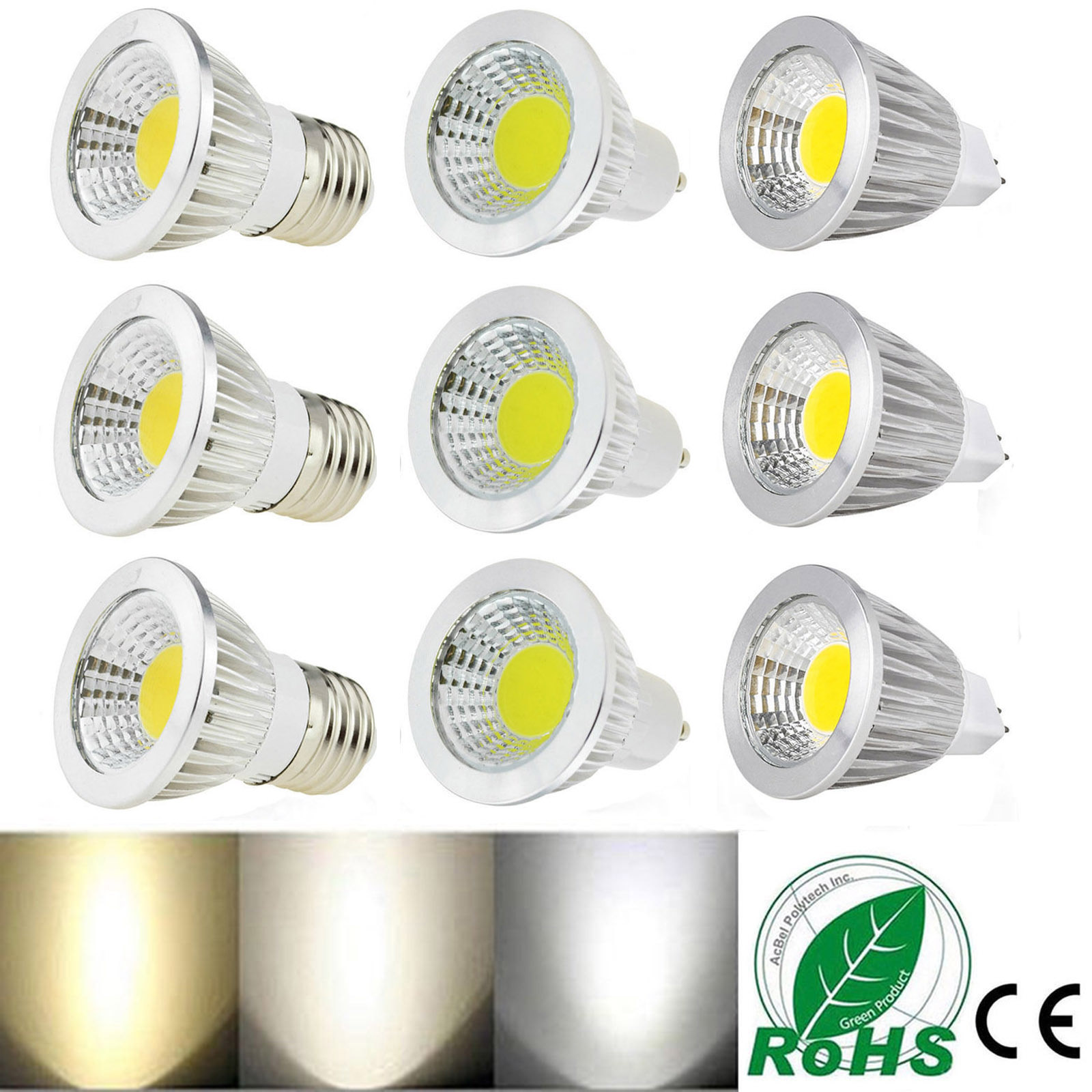 Ultra Bright GU10 MR16 E27 E14 Dimmable 12W 9W 6W COB LED Spotlight Bulbs Bright 