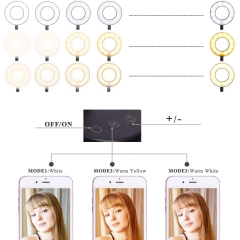 Soporte para teléfono celular LED Lámpara de escritorio Control táctil Control de luz de anillo Selfie Video con micrófono Soporte para transmisión en