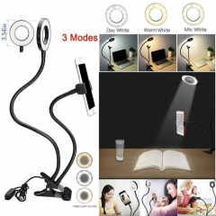 Flexibler dimmbarer doppelarmiger Fotografie-LED-Selfie-Ring-Lichtklemmständer und verstellbarer Schwanenhals-Handyhalter