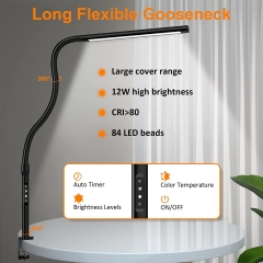LED Desk Lamp with USB Charging Port 3 Color Modes Fully Dimmable Reading Light Task Lamp Flexible Gooseneck Table Lamp