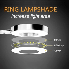 Desk Lamp Clip On Reading Light 3 Color Modes 10 Brightness Level USB Charging Port 48 LED Eye Protection Gooseneck study lamp