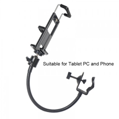 Adjustable Microphone 13'' stand with clip on flexible gooseneck phone and tablet PC holder
