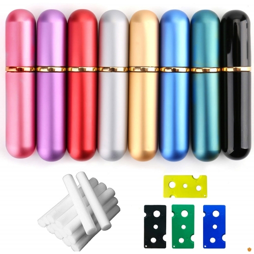 9 Colors Empty Aluminum Essential Oil Nasal Inhaler Refillable Aluminum and Glass - Metal Nasal Inhalers