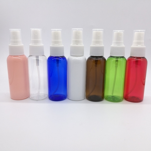100pcs/lot  50ml PET plastic mist spray bottles, refillable perfume bottle with 7 different colors