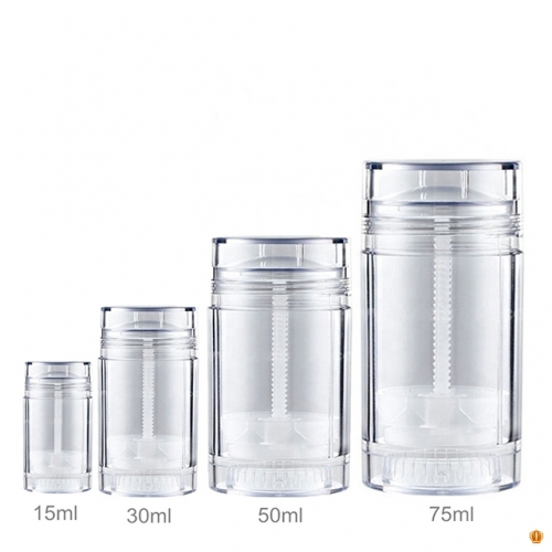 Free Shipping 20pcs 30/50/75ml clear deodorant empty round lipstick tube Twist-up, Reusable, Recyclable, DIY Empty Deodorant Tubes