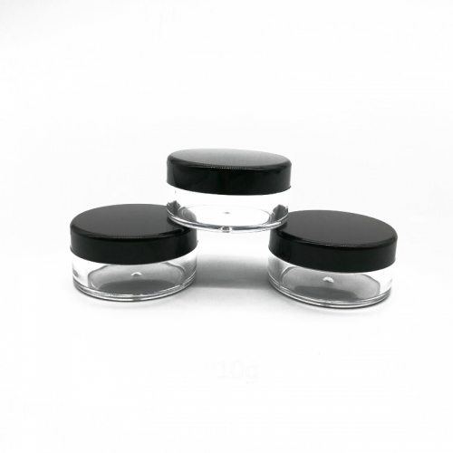 12pcs/lot 10g Black Lid Empty Jar,  plastic cosmetic makeup jar for skin care cream