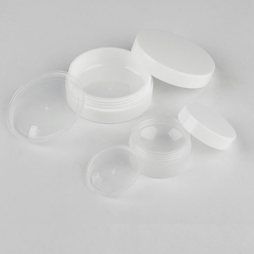 Free shipping 100pcs/lot 3g  white empty makeup cosmetic small jars, plastic sample cream containers with hollow bottom