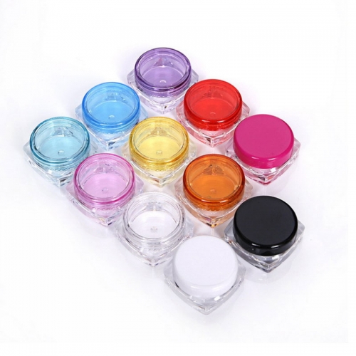 Freeship 20pcs/lot 3g square cosmetic mini jar, plastic empty cream container