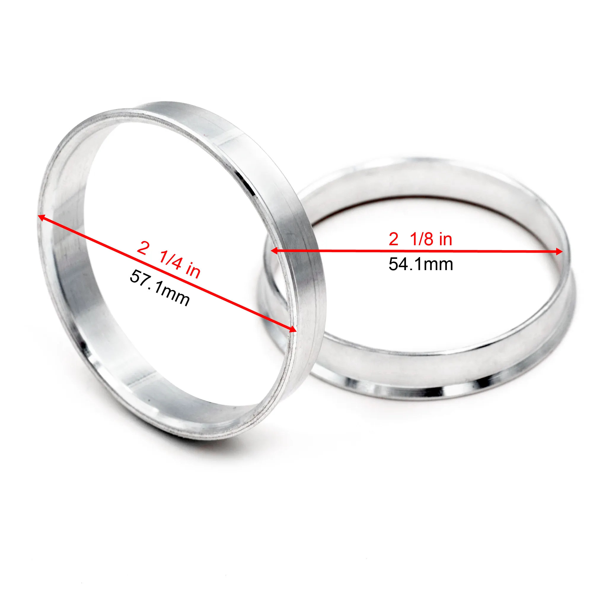 4pcs 57mm 2 7/32in Reducing Ring Aluminum Alloy Auto Parts Silver 1 format,webp