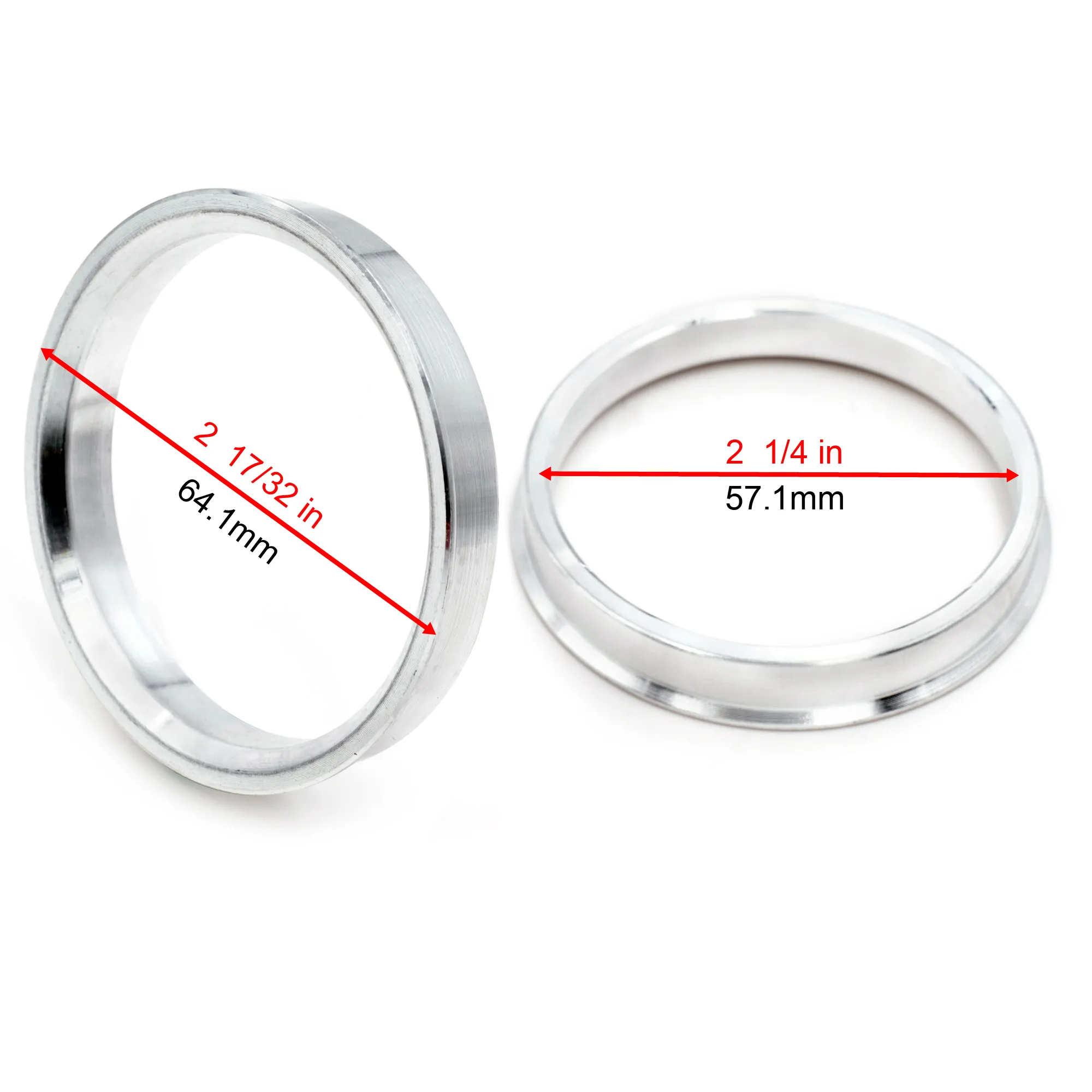 4pcs 64mm 2 1/2in Reducing Ring Aluminum Alloy Auto Parts Silver 1 format,webp