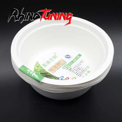 50pcs Disposable Cat Bowl Outdoor Rainproof Food Bowl Plastic White