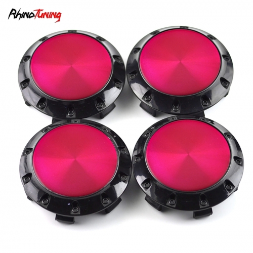 4pcs Benz OZ 75mm 2 15/16in Wheel Center Caps Pink Laber Black Base