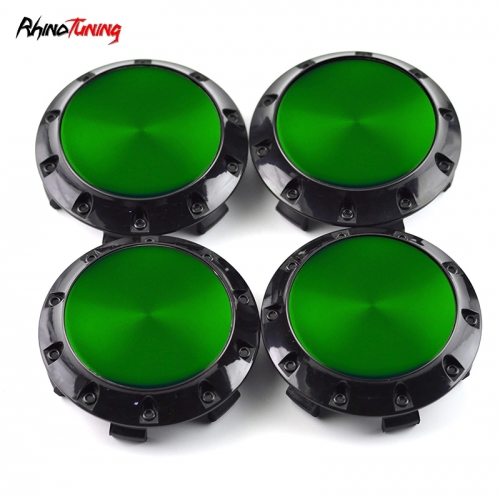 4pcs Benz OZ 75mm 2 15/16in Wheel Center Caps Green Laber Black Base