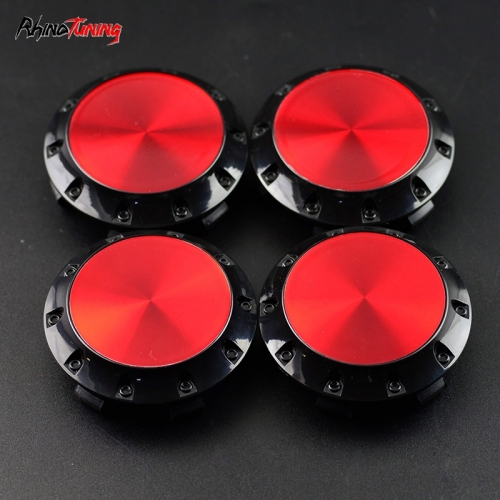 4pcs Benz OZ 75mm 2 15/16in Wheel Center Caps Red Laber Black Base