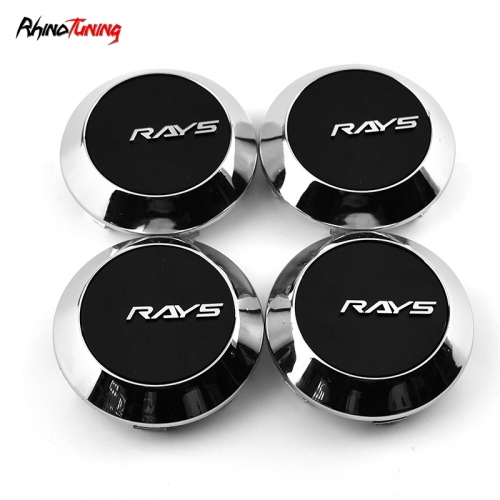 4pcs RAYS 70mm 2 3/4in Wheel Center Caps Silver Base